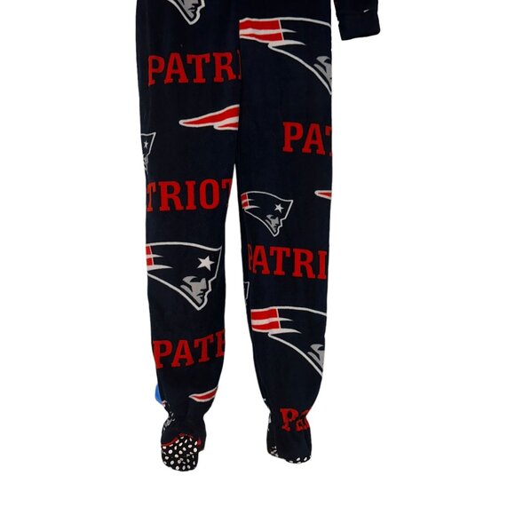 NFL Team Apparel New England Patriots Pajamas Mens M Unionsuit PJs Footies Blue - Picture 8 of 10